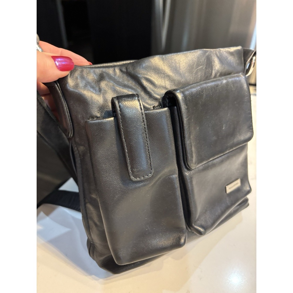 Wilson Leather Crossbody Shoulder‎ Bag Pelle Studio Black Small Organizer Wallet